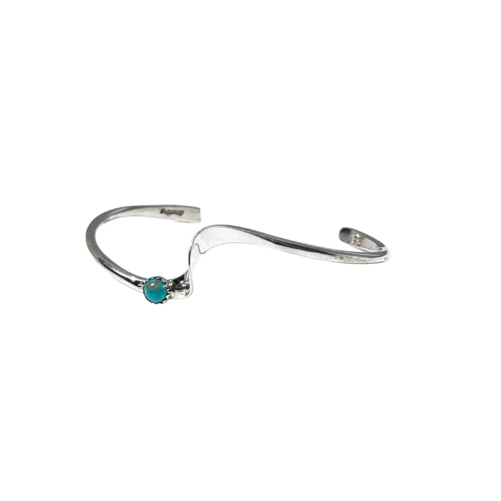 Genuine Turquoise Cuff Sterling Silver Bracelet image 1