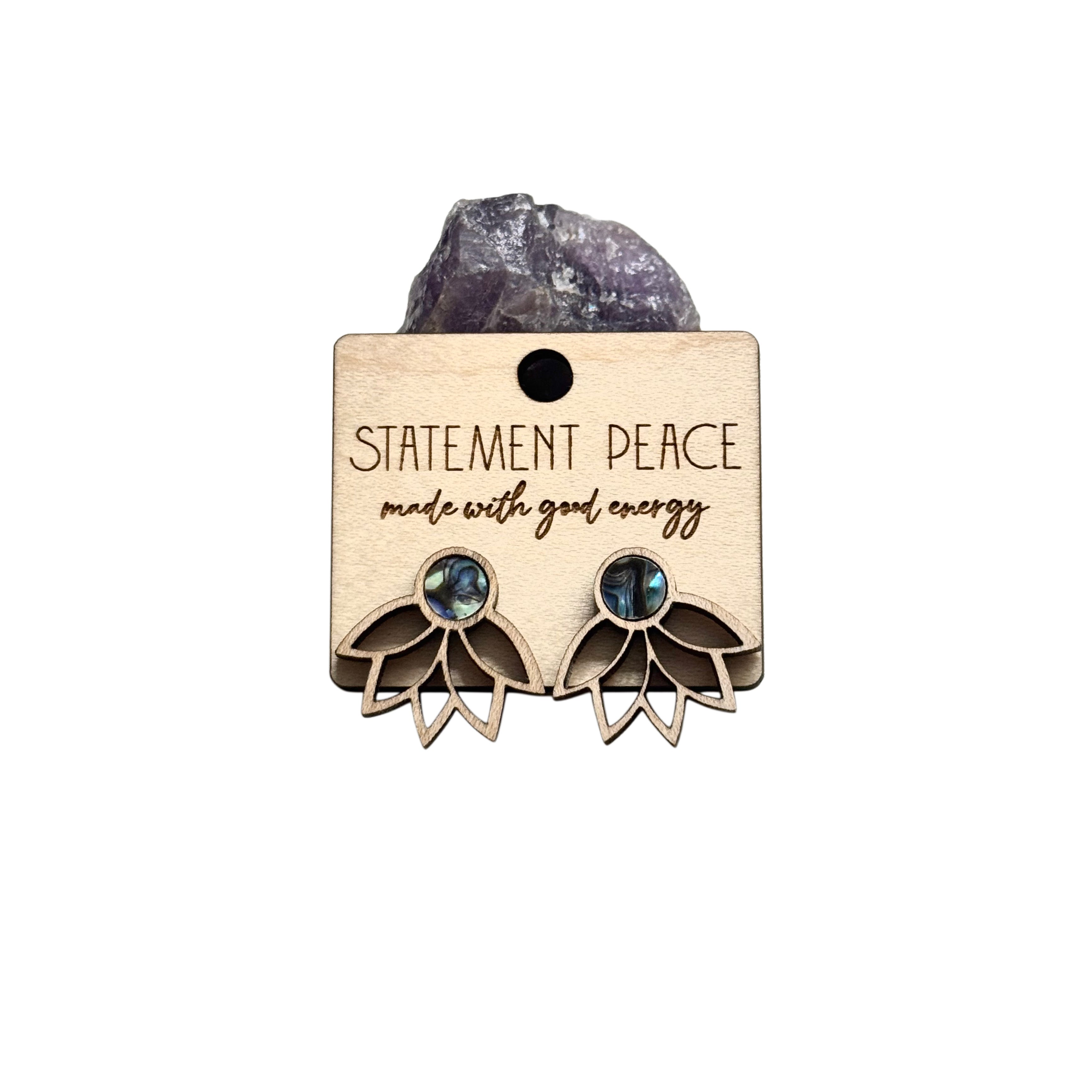 Lotus Abalone Stud Earrings