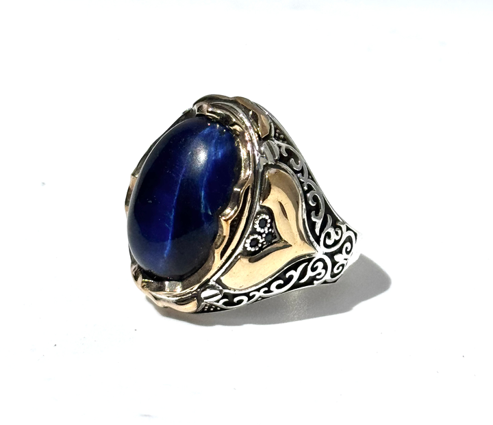 Blue Hawks Eye Ring |Sterling Silver image 1