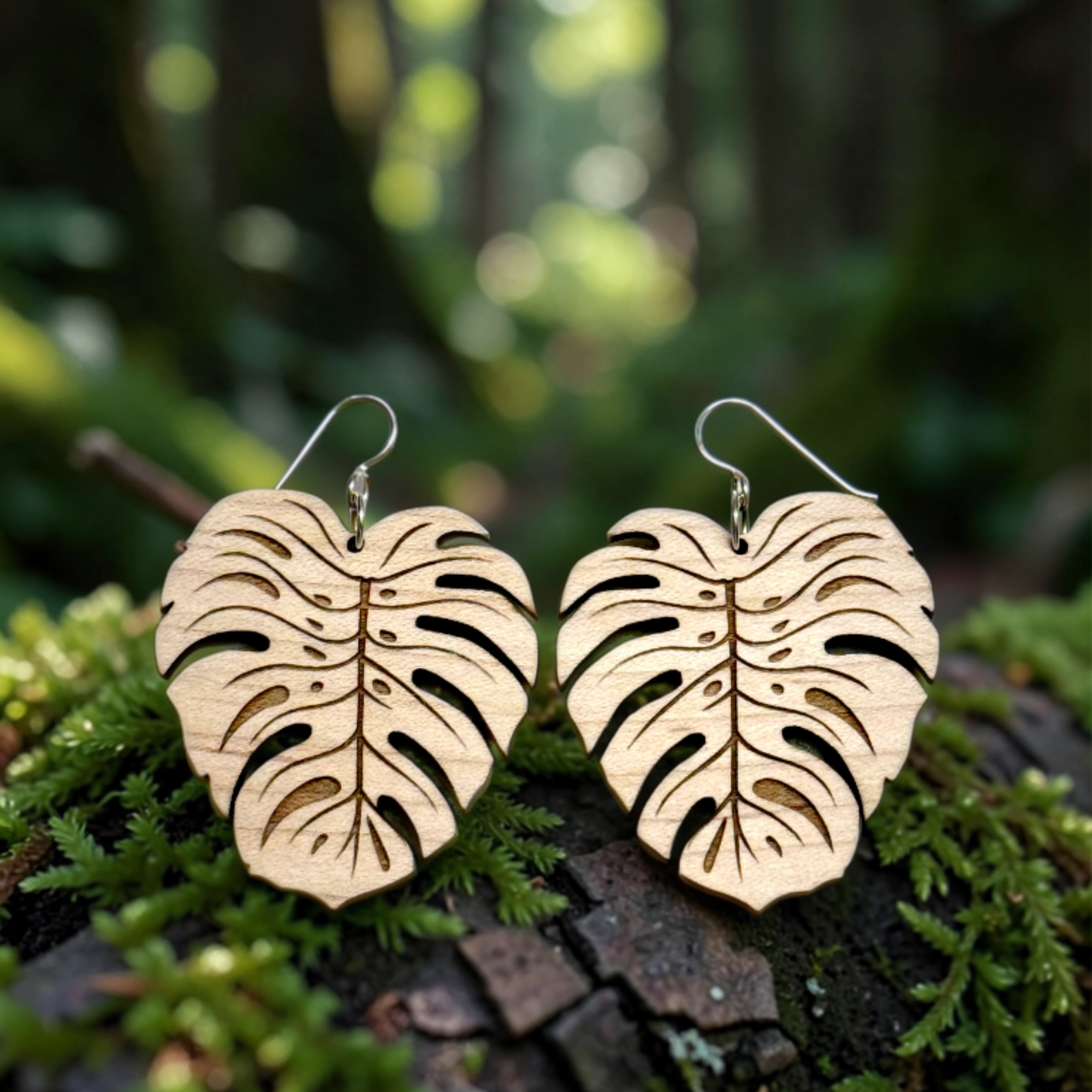 Boho Monstera Leaf Earrings