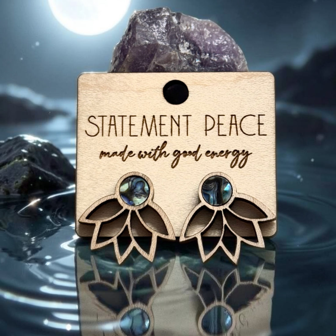 Lotus Abalone Stud Earrings