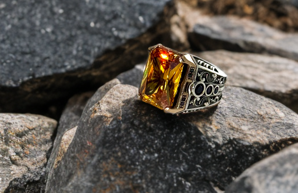 Emerald-Cut Citrine Ring