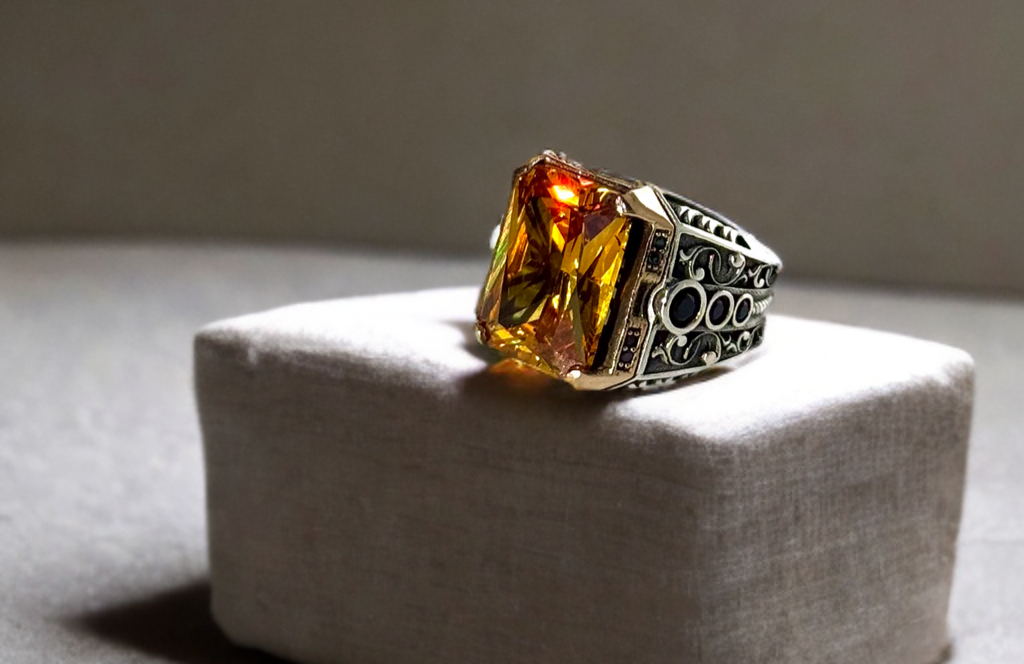 Emerald-Cut Citrine Ring