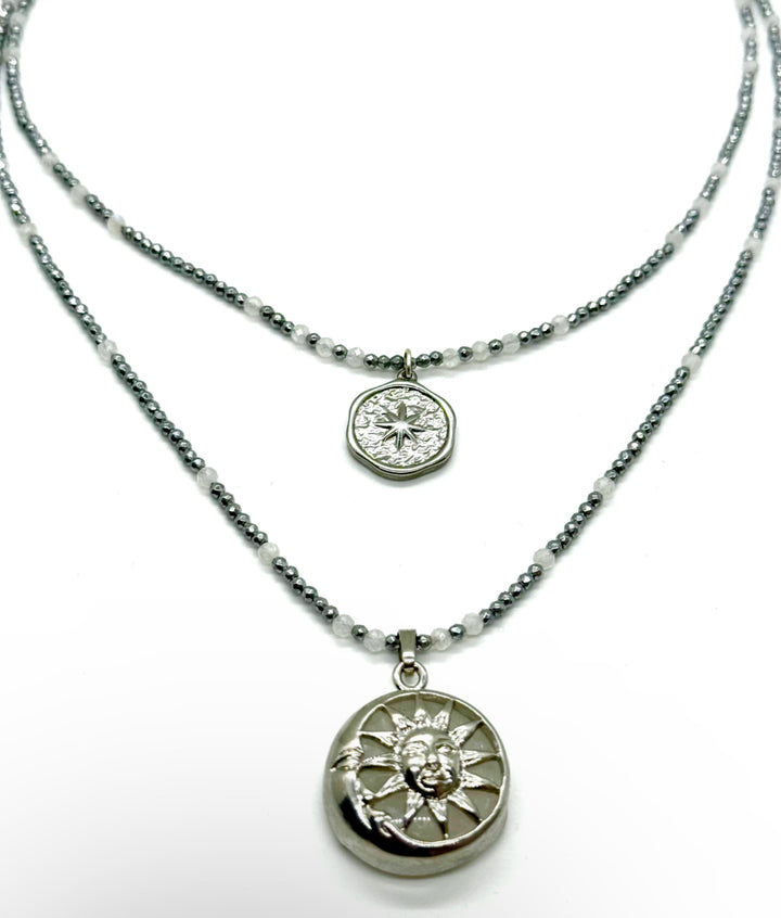 Rainbow Moonstone Layered Necklace image 0