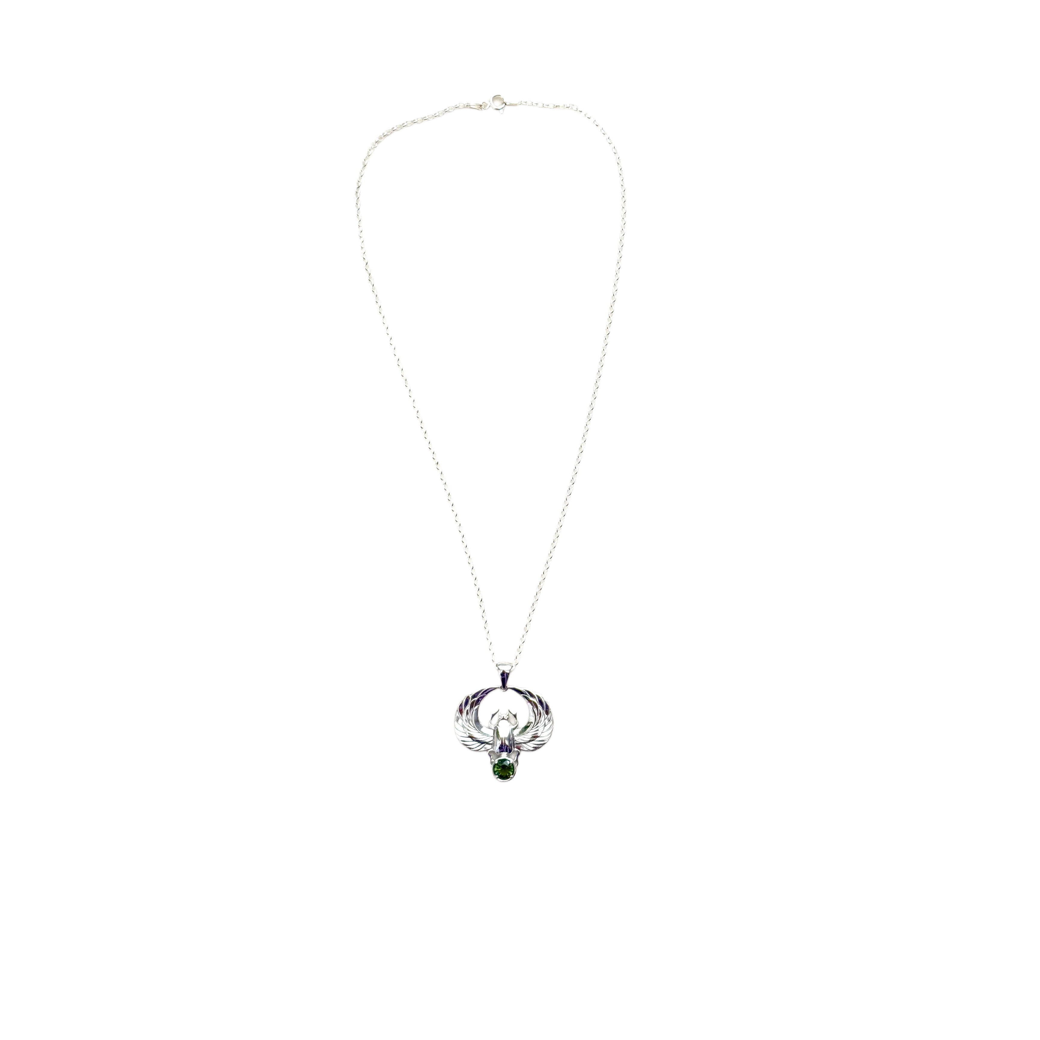 Moldavite Scarab Amulet Necklace