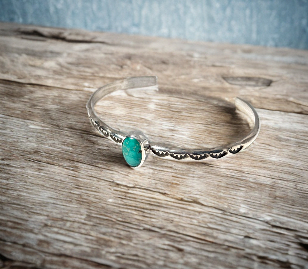 Hand Stamped Turquoise Cuff image 2