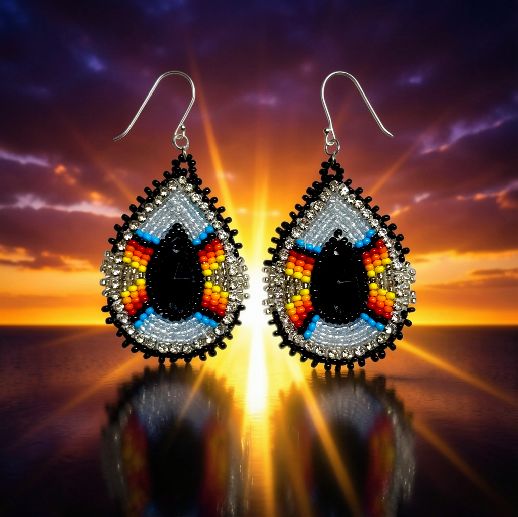 Shadow Moon Beaded Teardrop Earrings