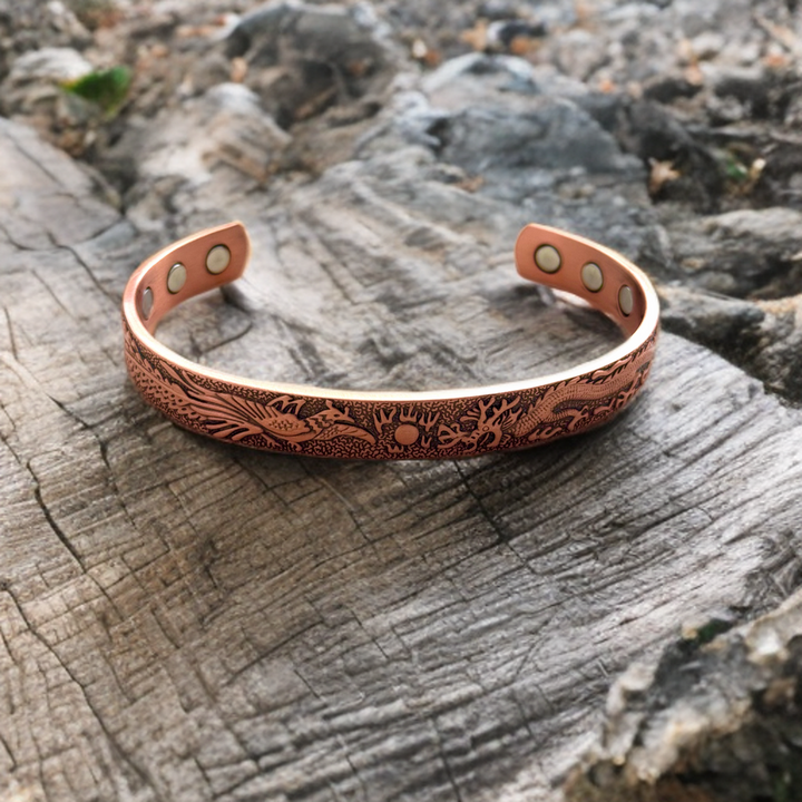 Phoenix & Dragon Copper Magnetic Healing Cuff Bracelet