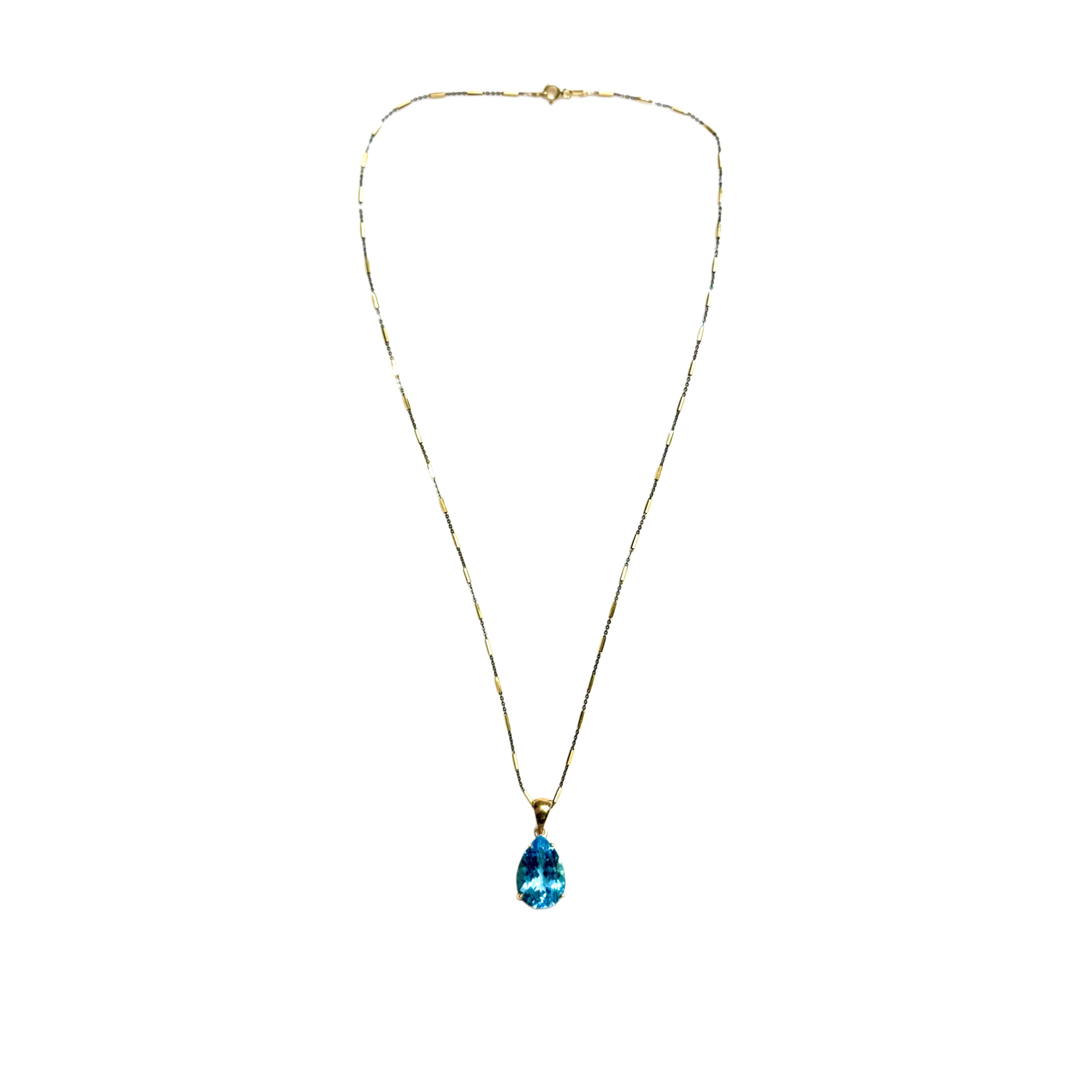 Ocean Light Blue Topaz Pendant (Blk Rhodium)