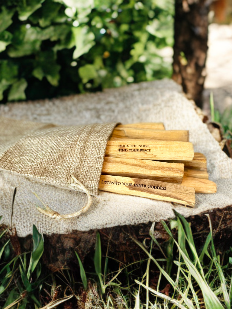 Palo Santo Smudging Bundle– With Mantras Sticks image 2