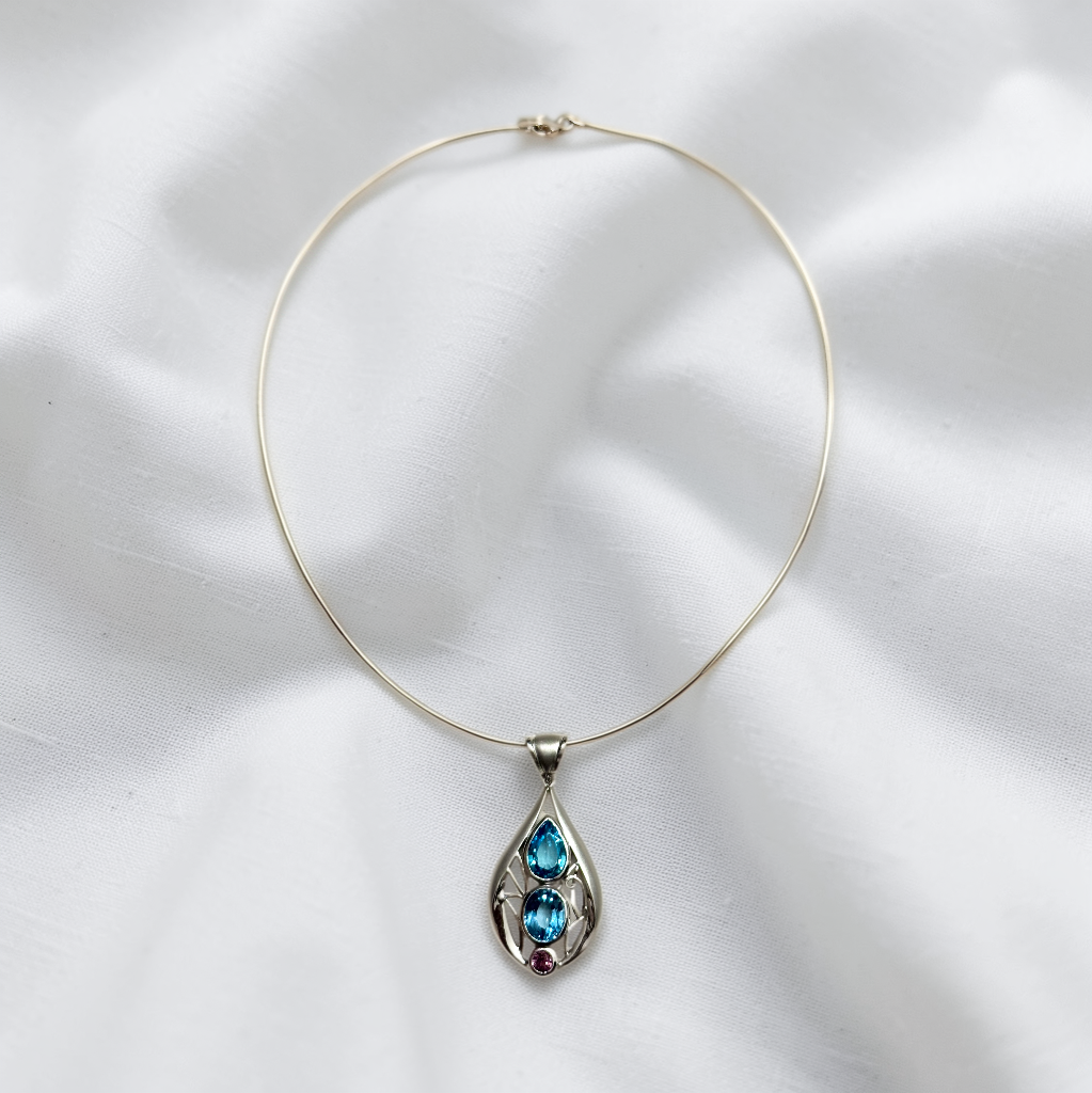 Azure Rose Topaz Necklace – Grade A Blue & Pink Topaz | 925 Sterling Silver