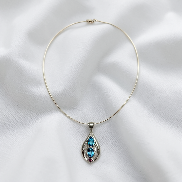 Azure Rose Topaz Necklace – Grade A Blue & Pink Topaz | 925 Sterling Silver