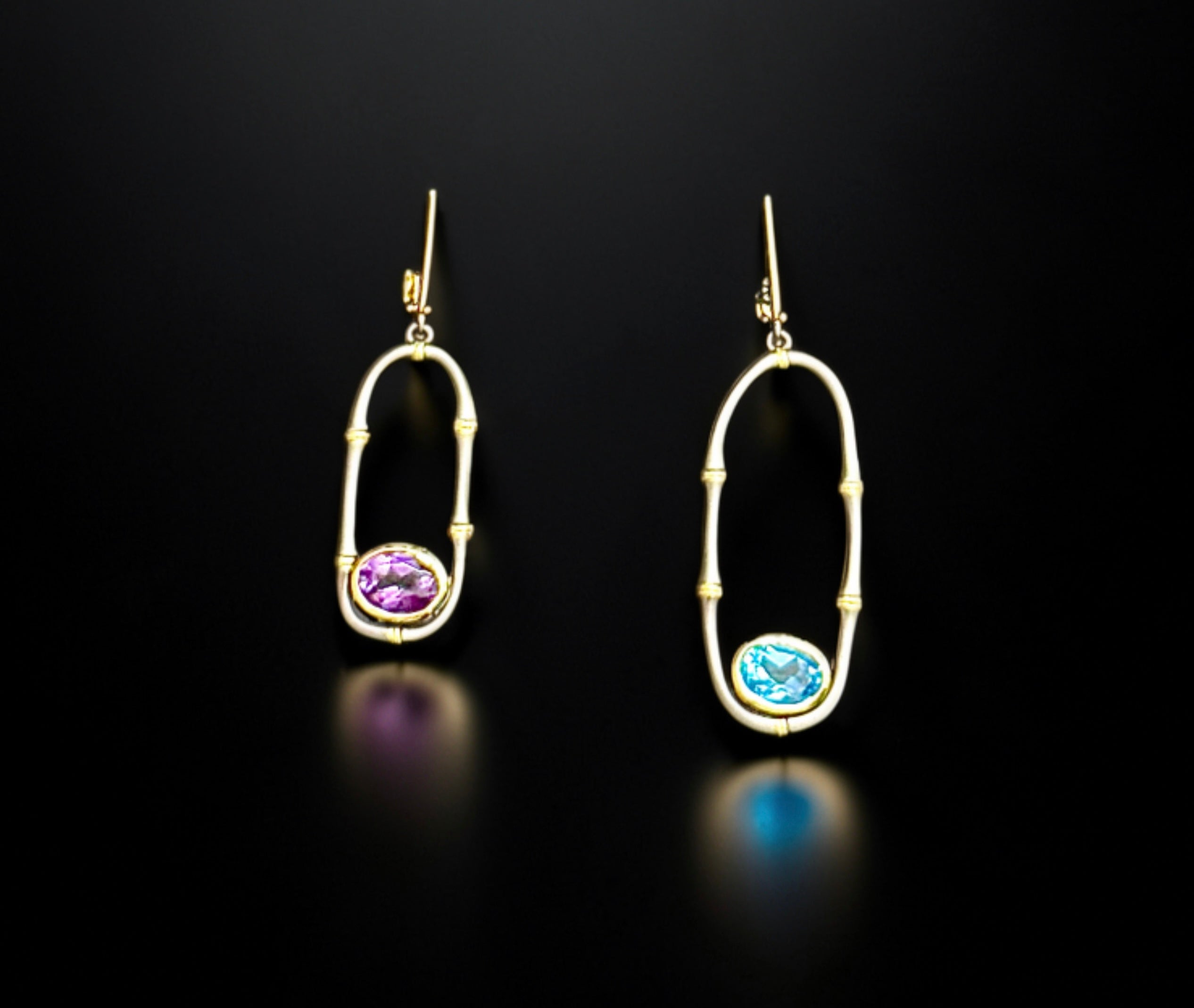 Cycles of Life Amethyst & Blue Topaz Asymmetrical Earrings