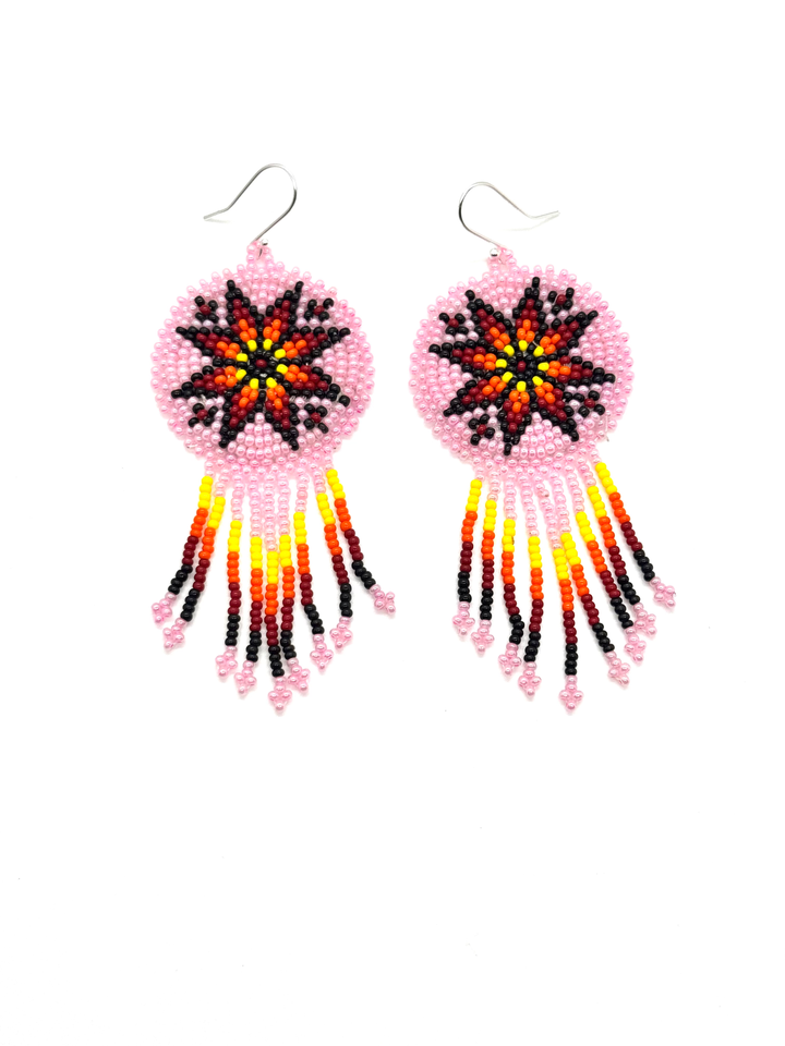 Pink Fire Fringe Earrings image 0