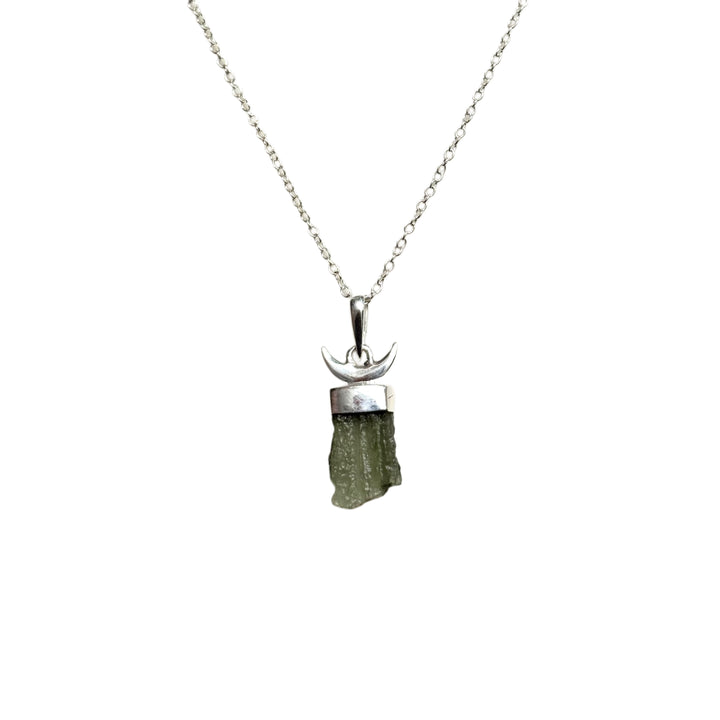 Moldavite Moon Necklace