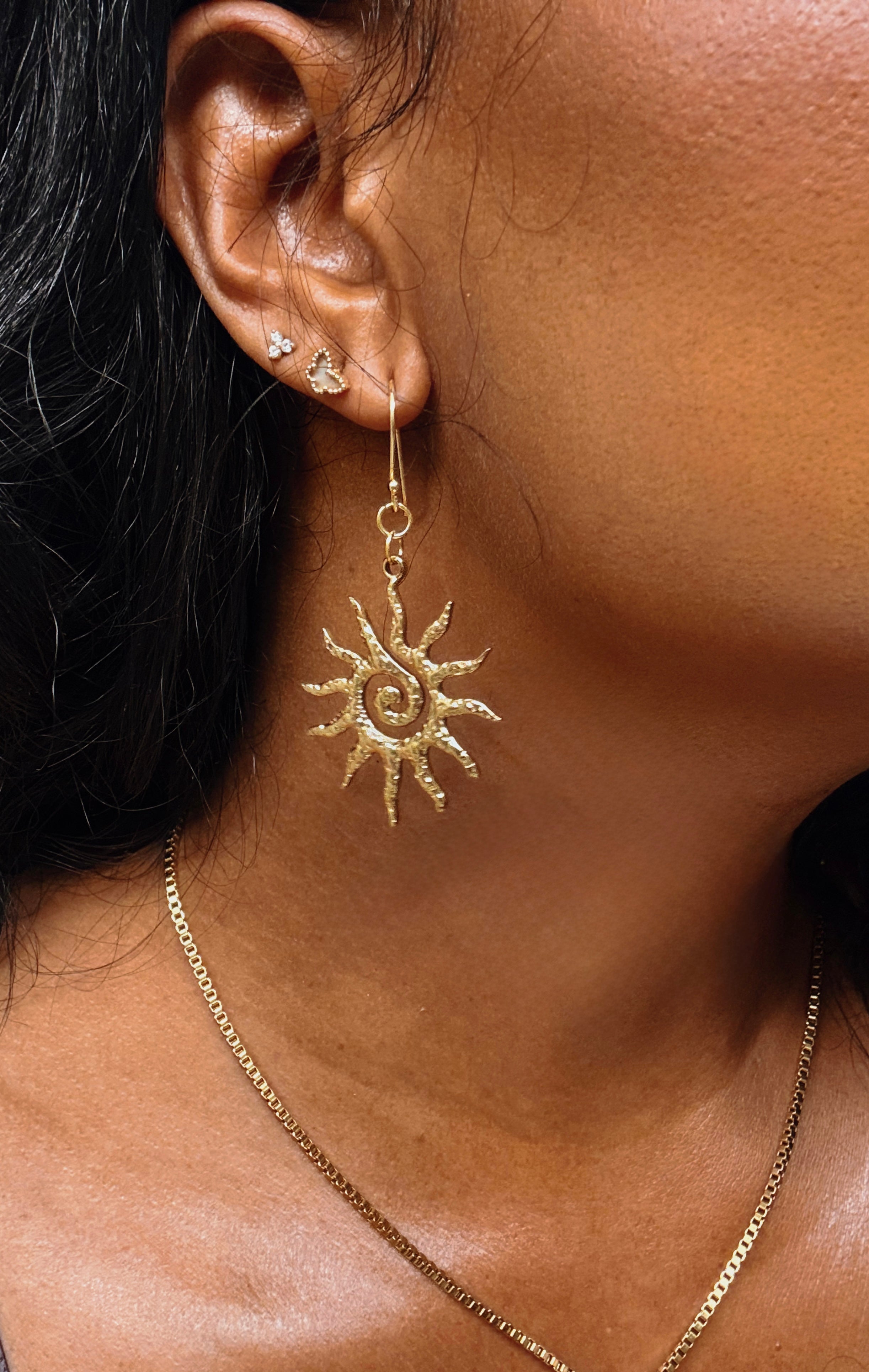 Spiral Sun Of Gold Earrings image 1