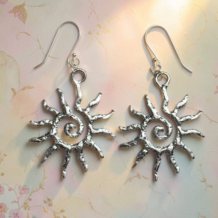 Spiral of Silver Sun Earrings