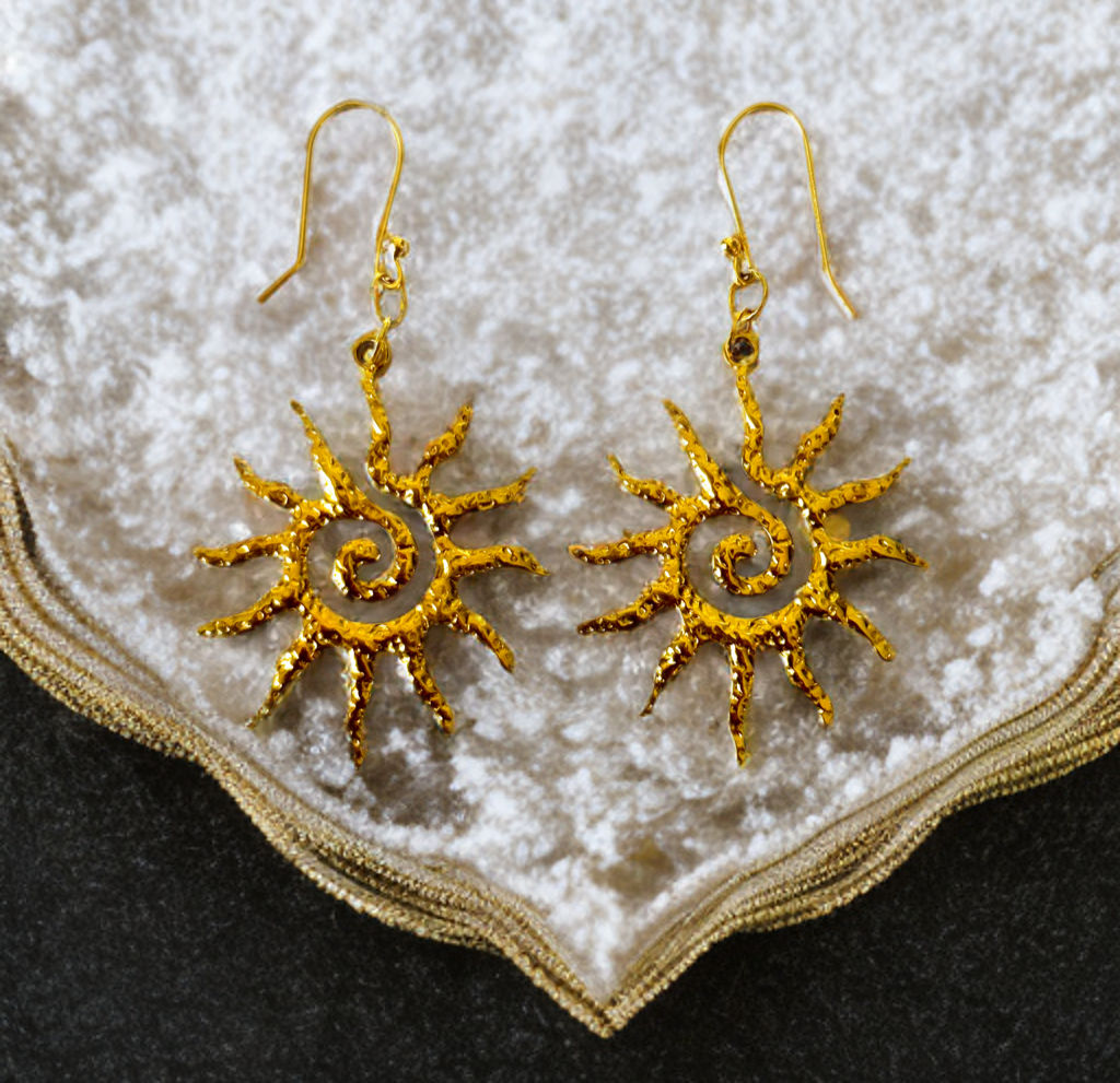 Spiral Sun Of Gold Earrings image 2