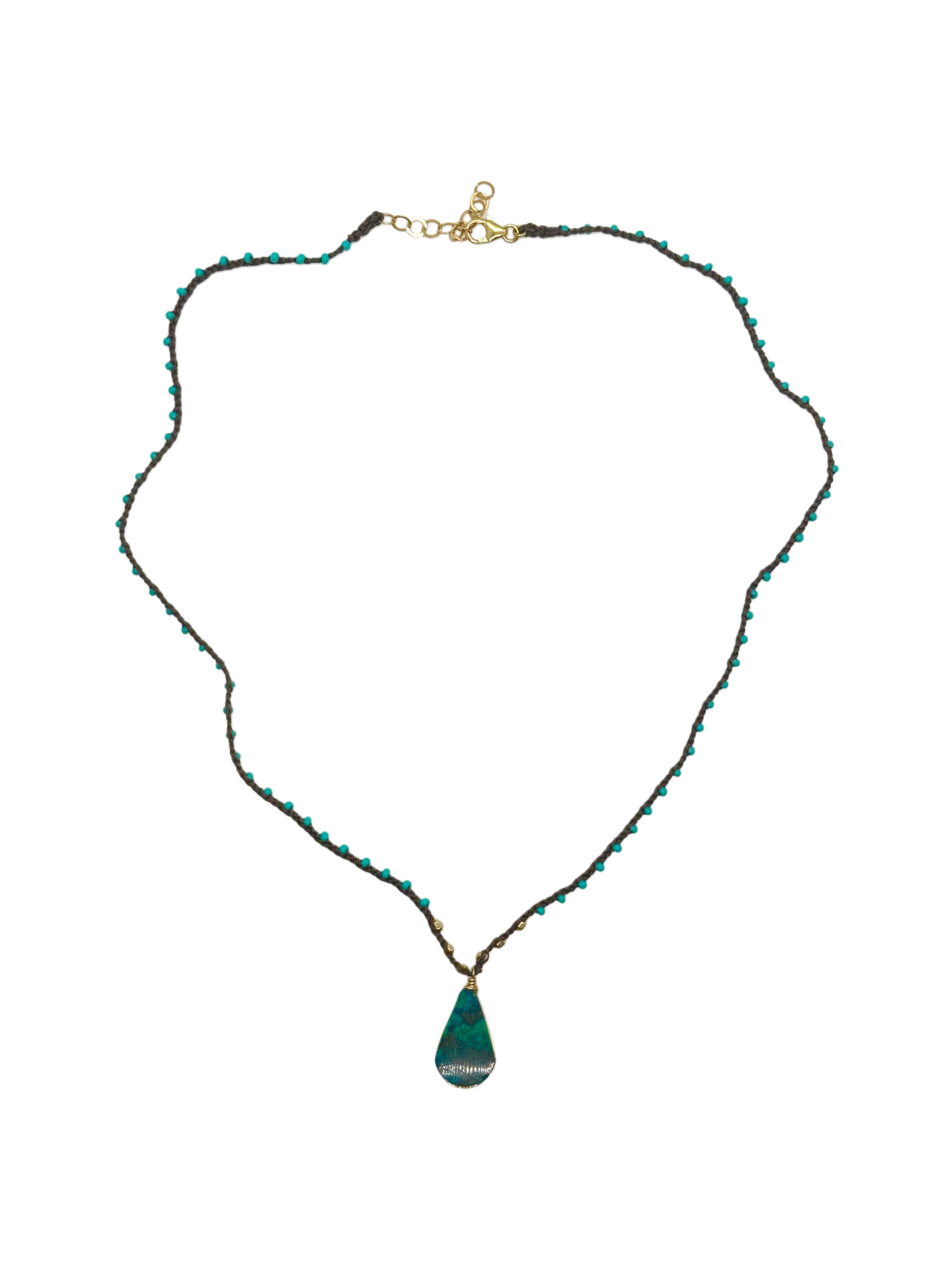 Crissocola Turquoise Braided Silk Thread Necklace image 0