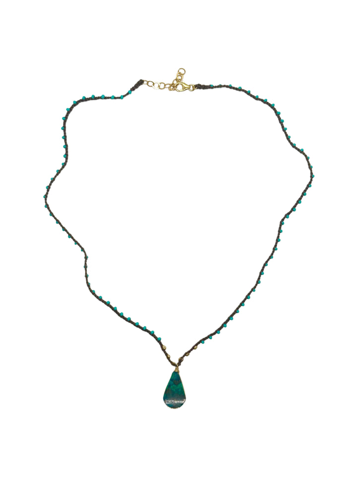 Crissocola Turquoise Braided Silk Thread Necklace image 0