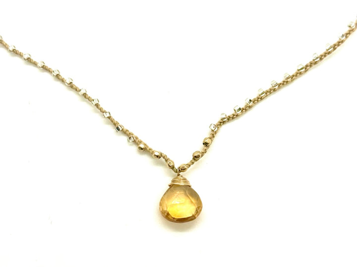 Citrine Briolette Boho Braided Necklace image 0