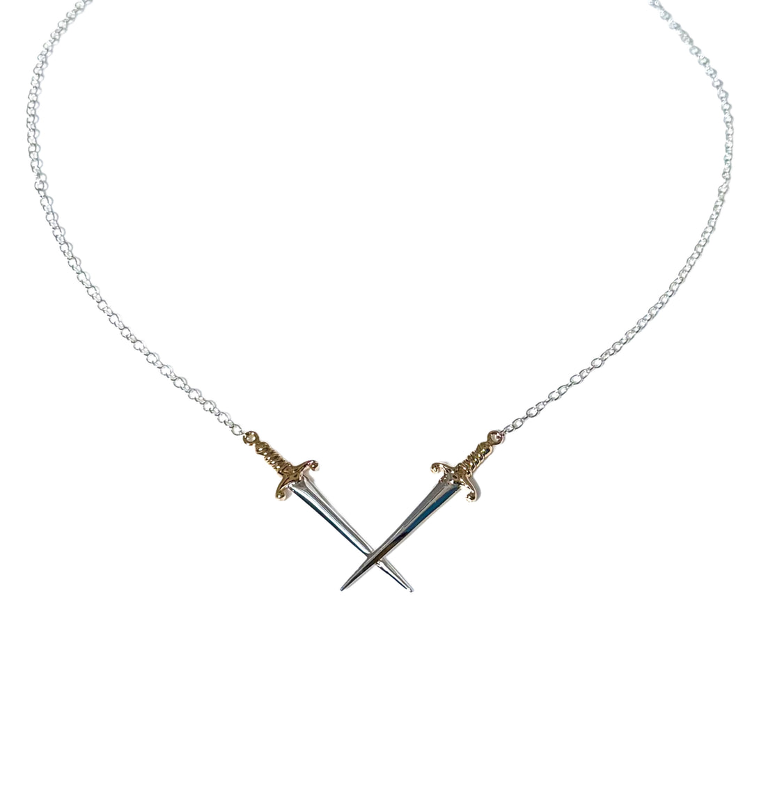 Metal Crossed Swords Festoon Necklace image 0