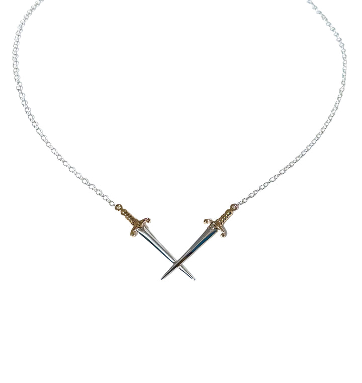 Metal Crossed Swords Festoon Necklace image 0