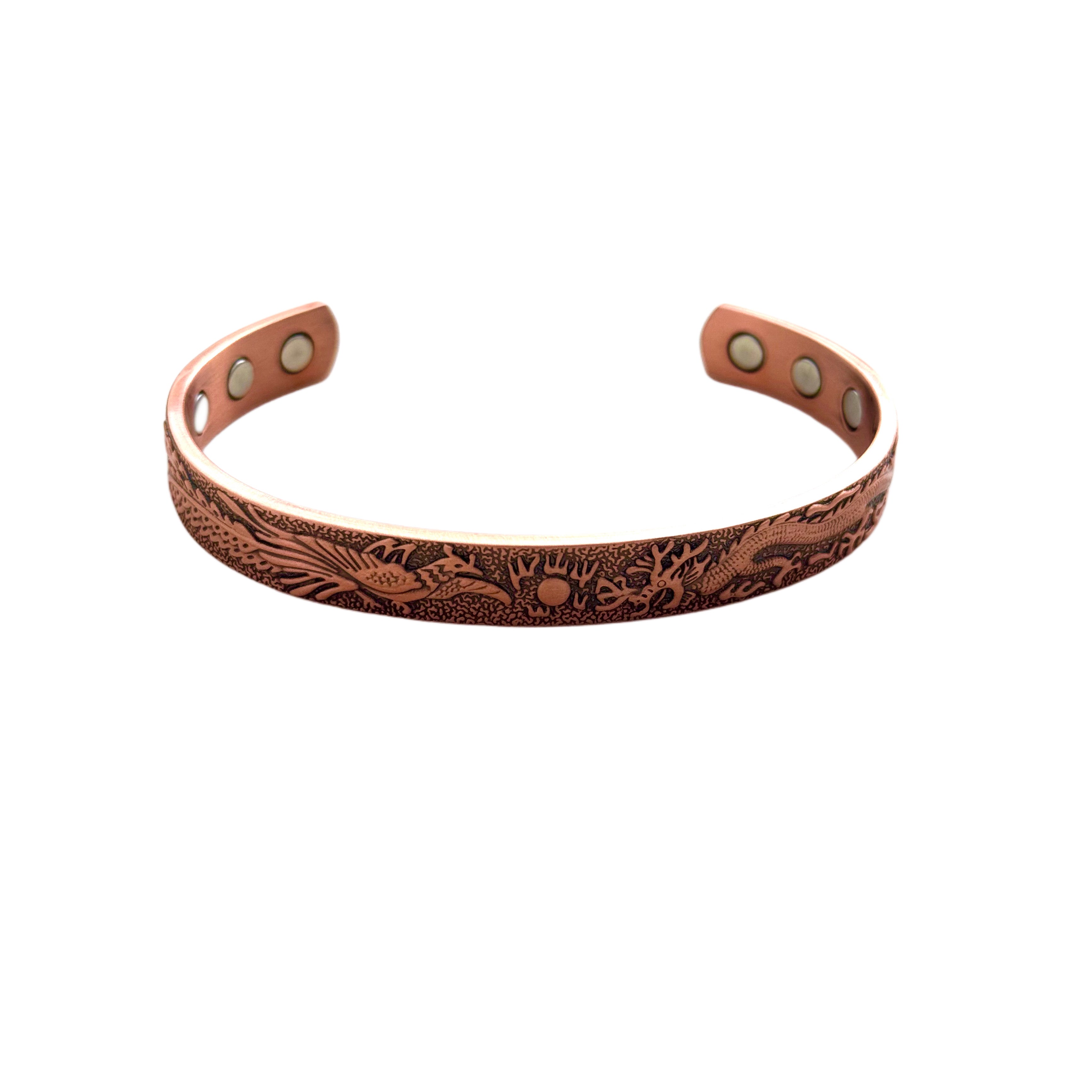 Phoenix & Dragon Copper Magnetic Healing Cuff Bracelet