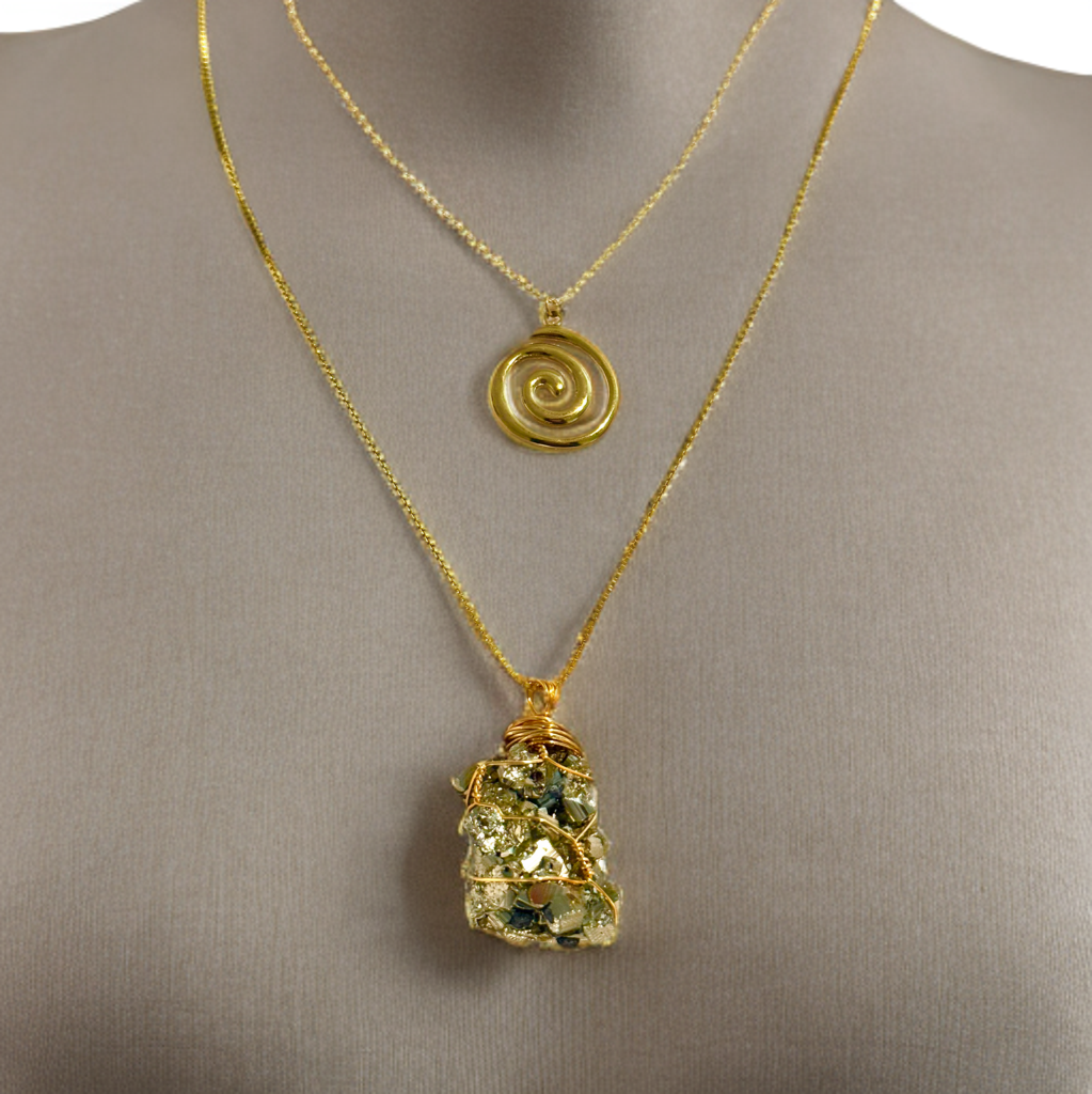 Sacred Spiral Pyrite Necklace (D) image 1