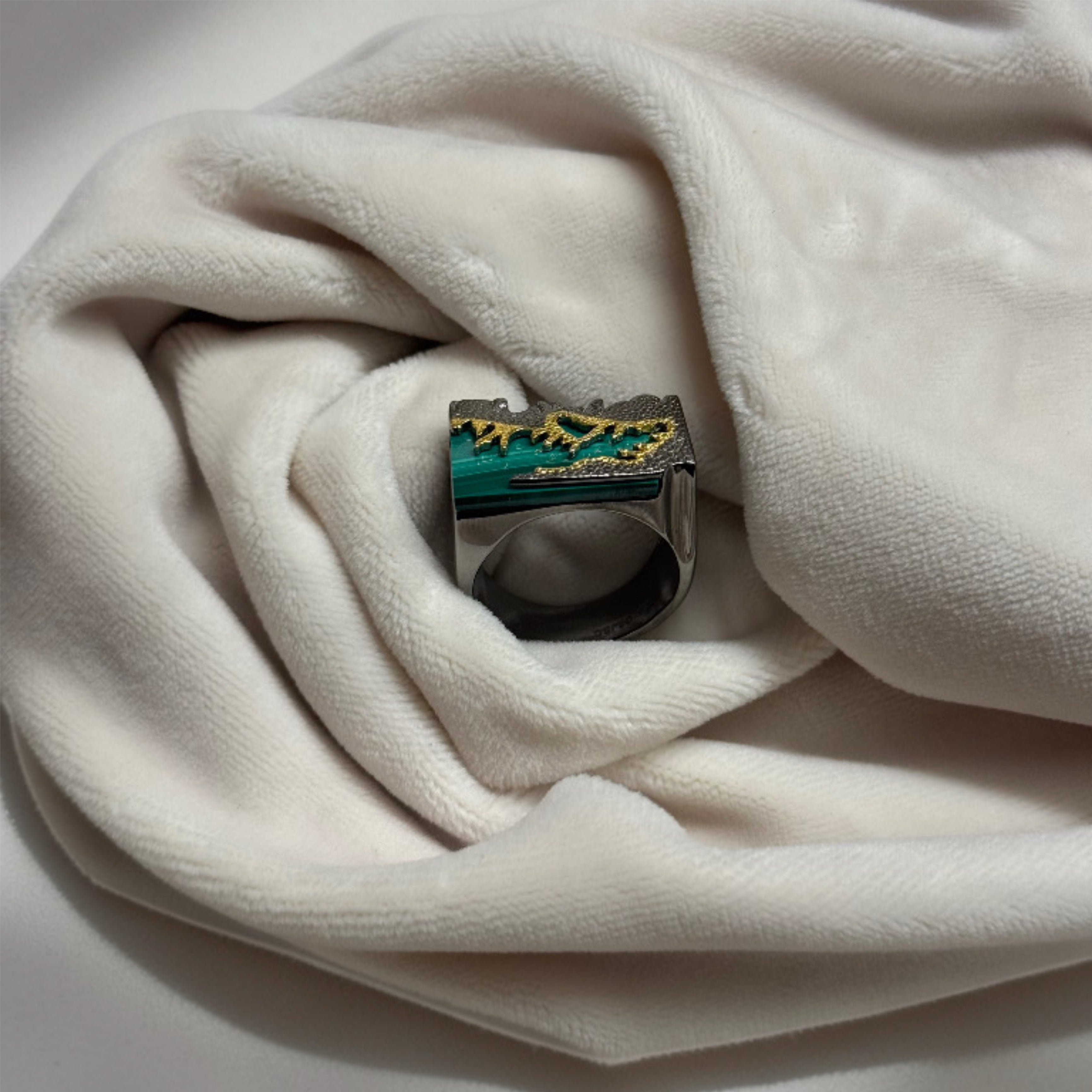 Malachite Sterling Silver Statement Ring