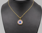 Pink Evil Eye Gold Necklace image 1