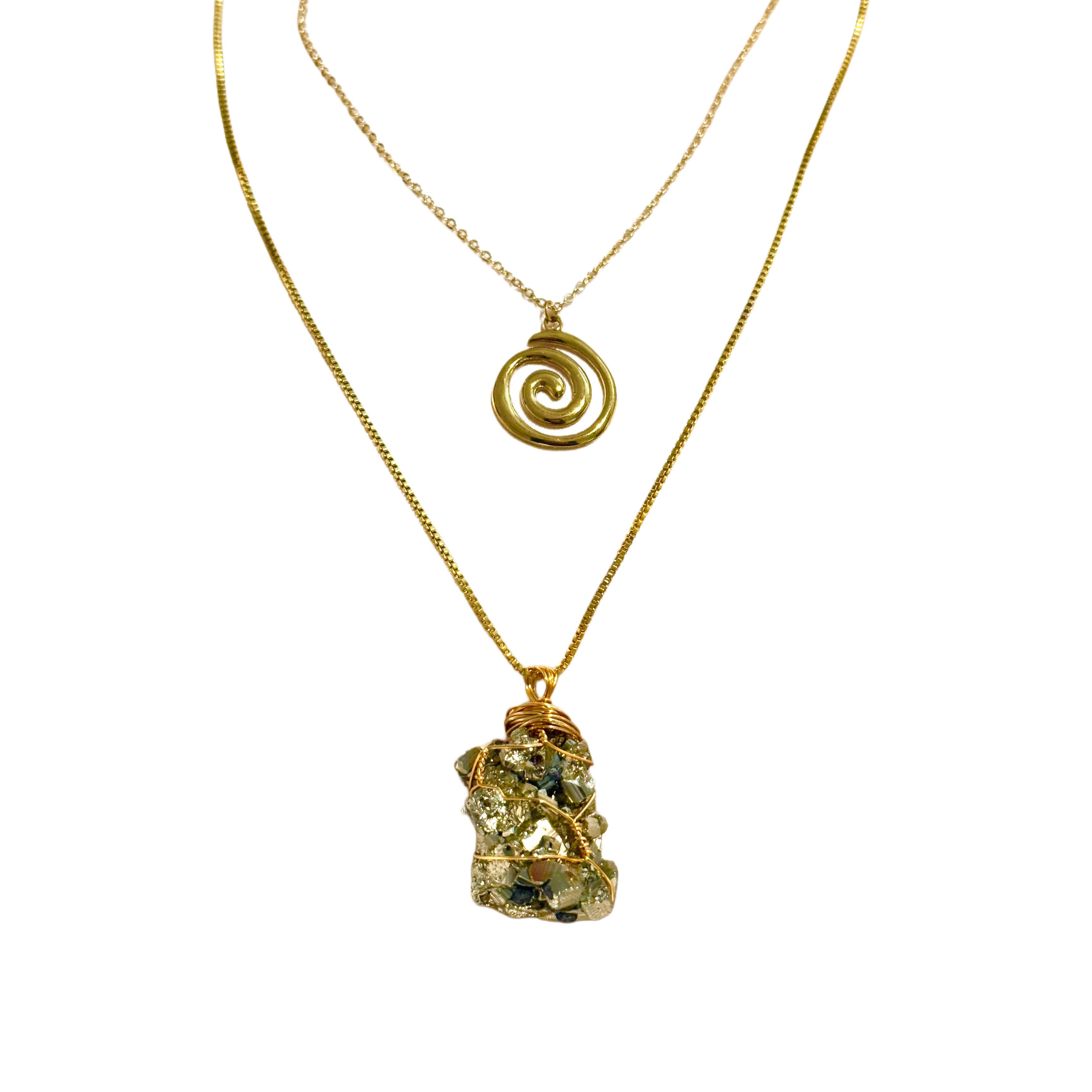 Sacred Spiral Pyrite Necklace (D) image 0