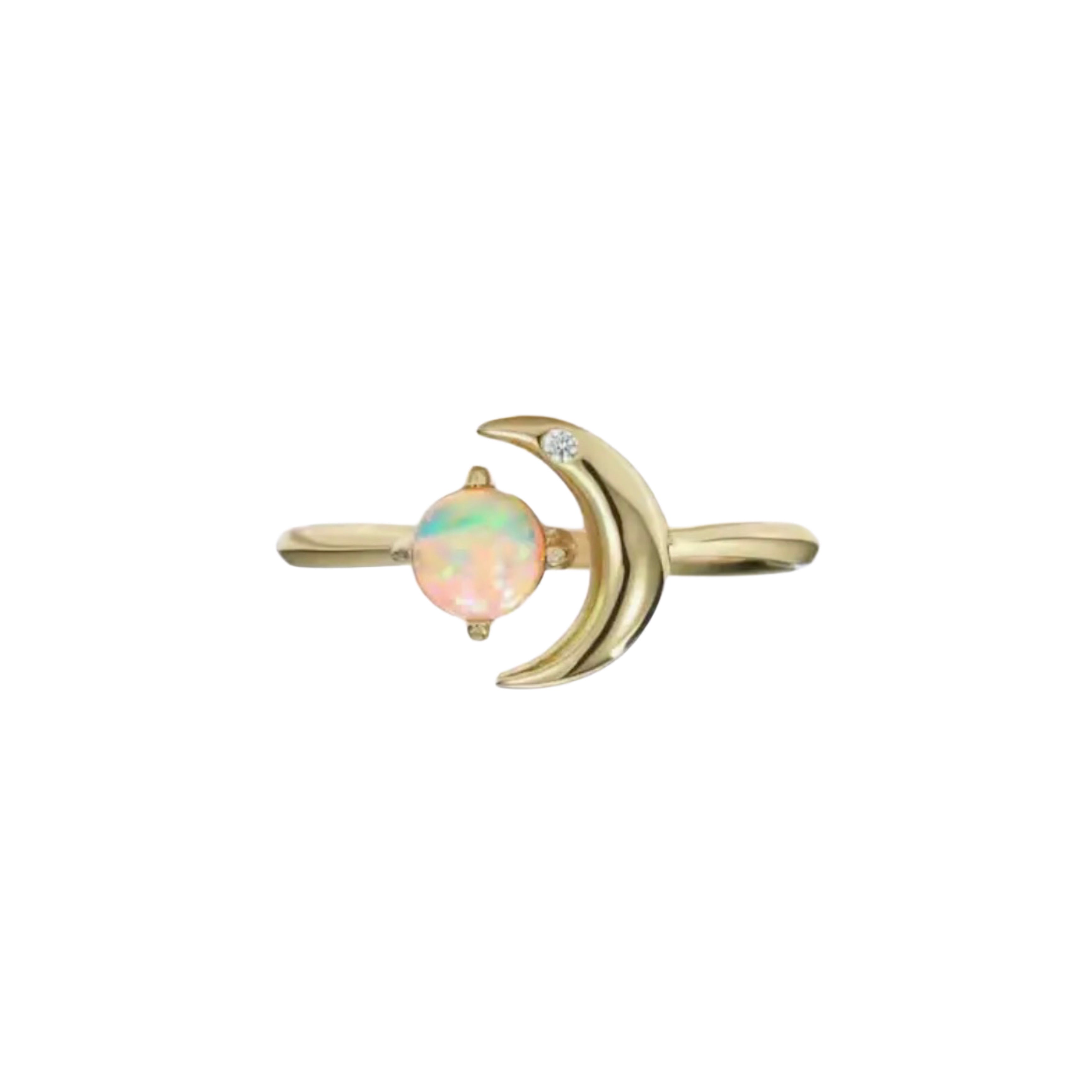 Opal Star & Moon Gold Ring