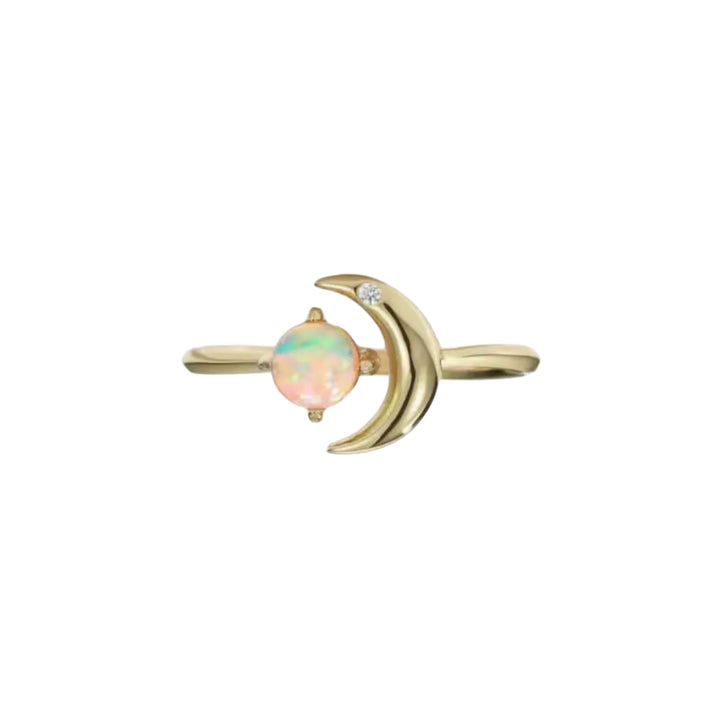 Opal Star & Moon Gold Ring