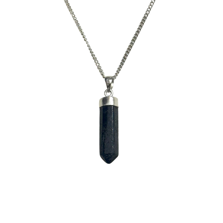 Black Tourmaline Pencil Pendant Necklace