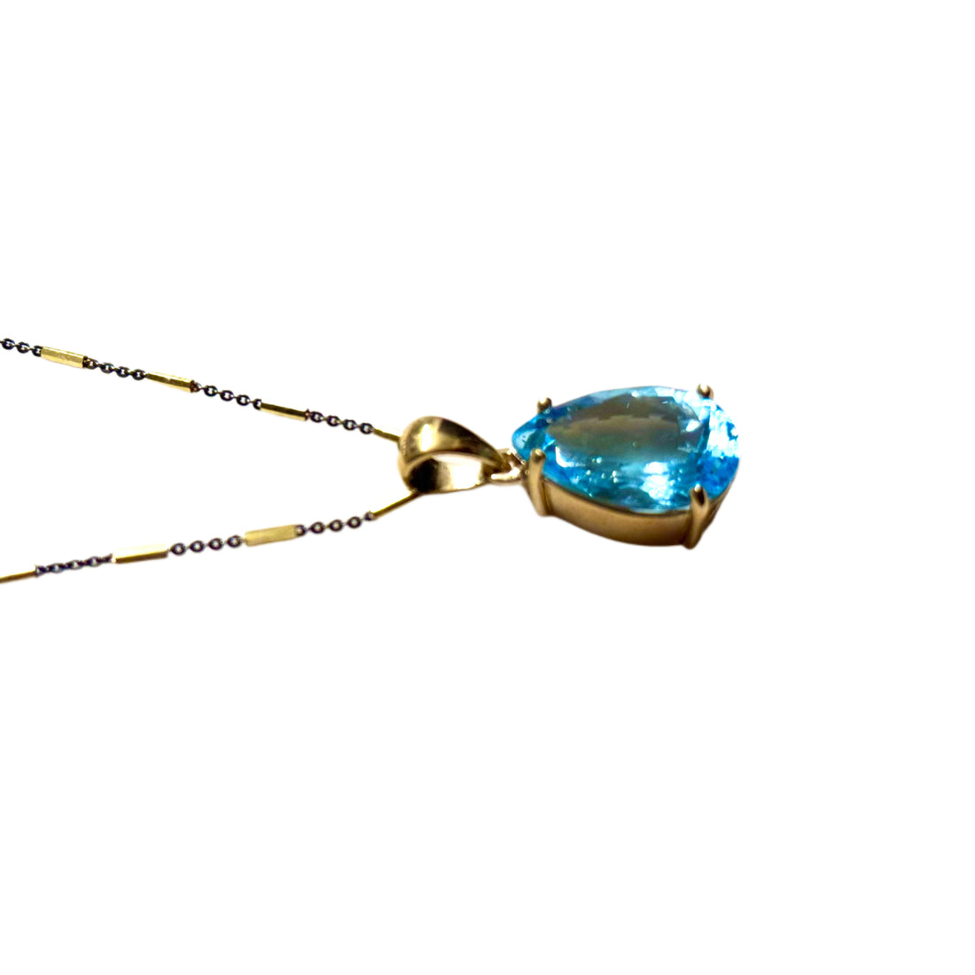 Ocean Light Blue Topaz Pendant (Blk Rhodium)