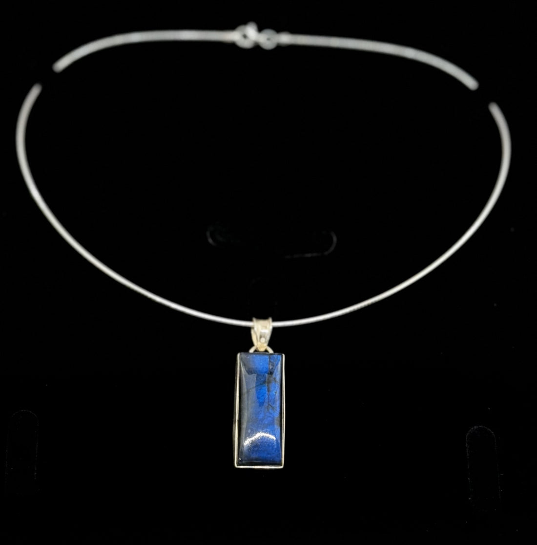 Rectangle Labradorite Silver Necklace image 0