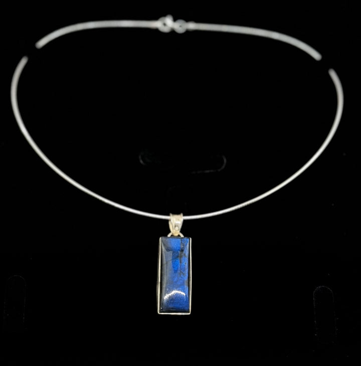 Rectangle Labradorite Silver Necklace image 0