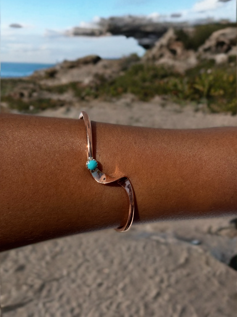 Genuine Turquoise Copper Cuff Bracelet image 3