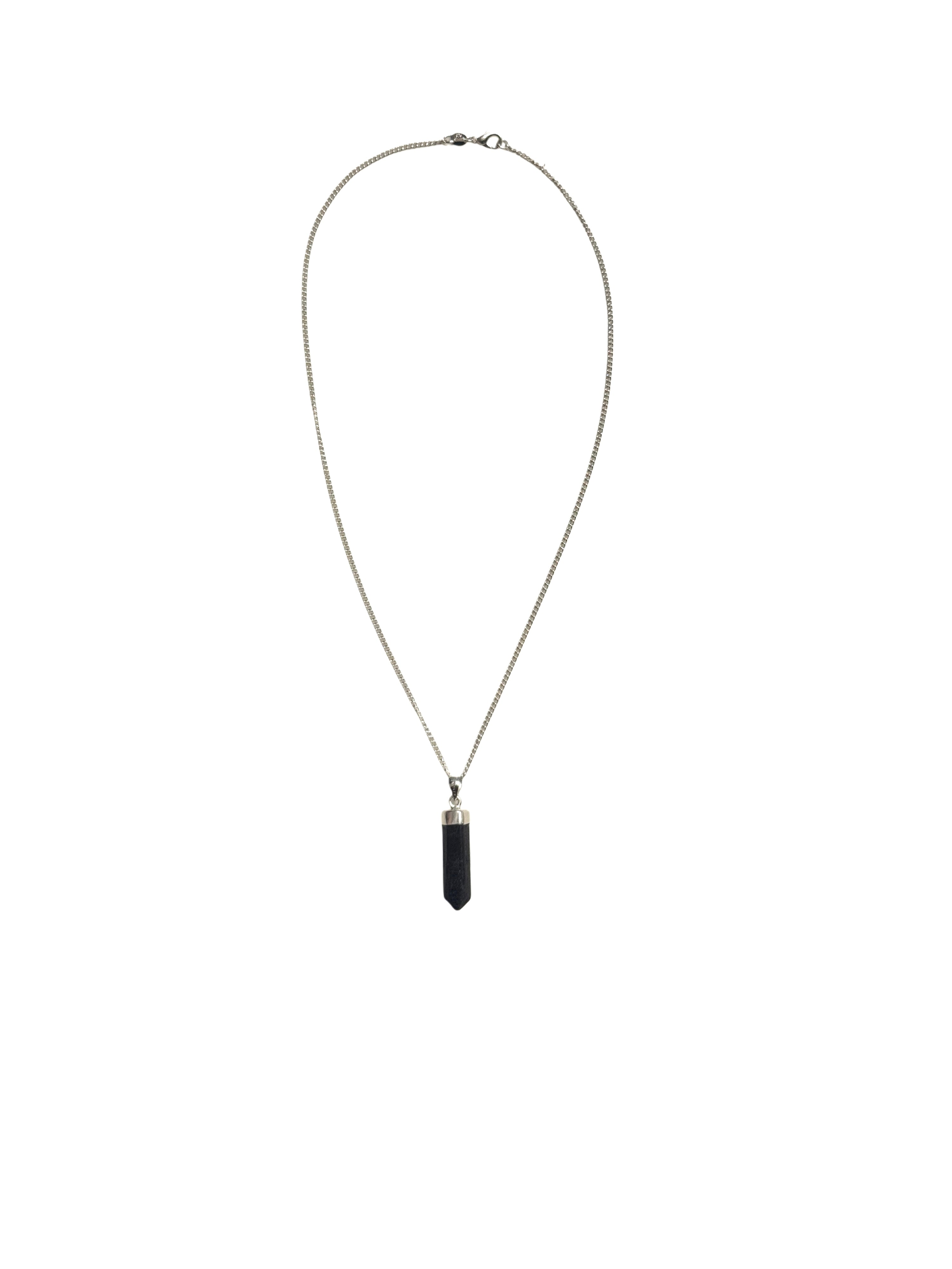 Black Tourmaline Pencil Pendant Necklace