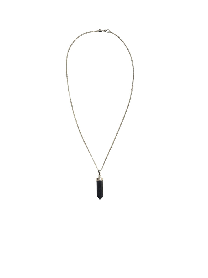 Black Tourmaline Pencil Pendant Necklace