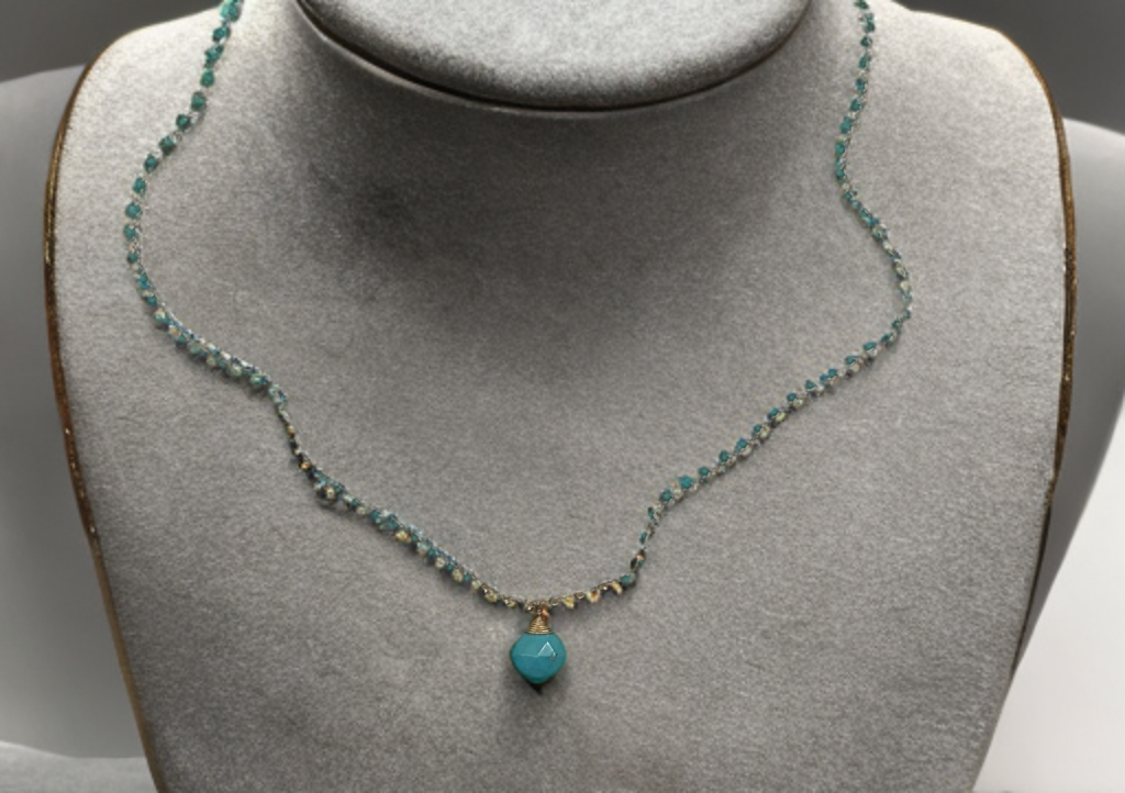 Turquoise Briolette Pendant Necklace image 1