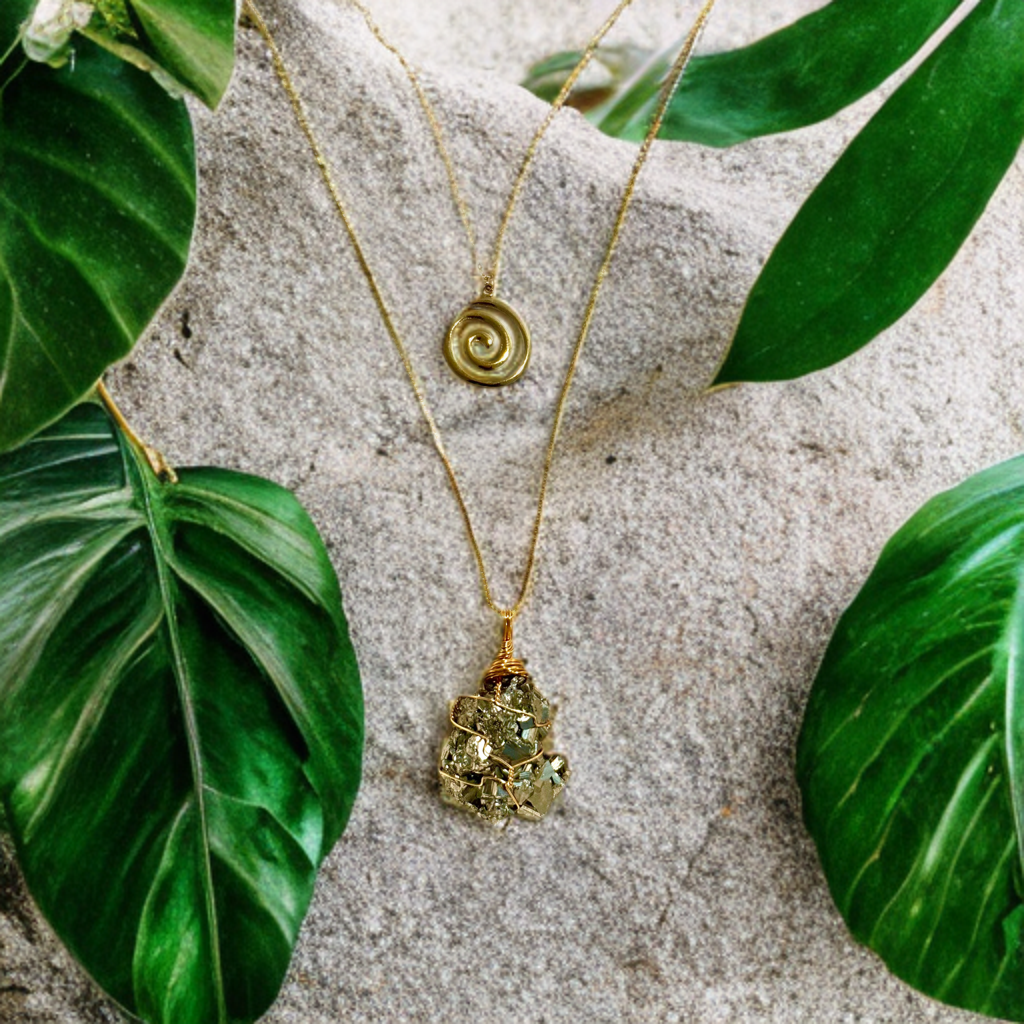 Sacred Spiral Pyrite Necklace (B) image 1