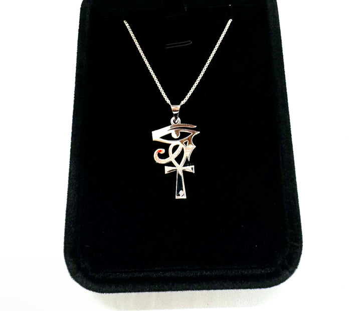 Eye Of Horus Silver Ankh Cross Necklace image 0