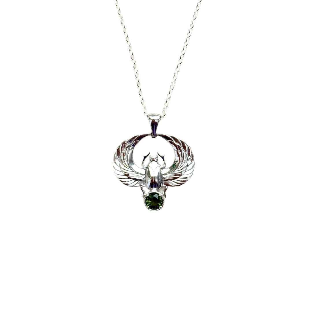 Moldavite Scarab Amulet Necklace