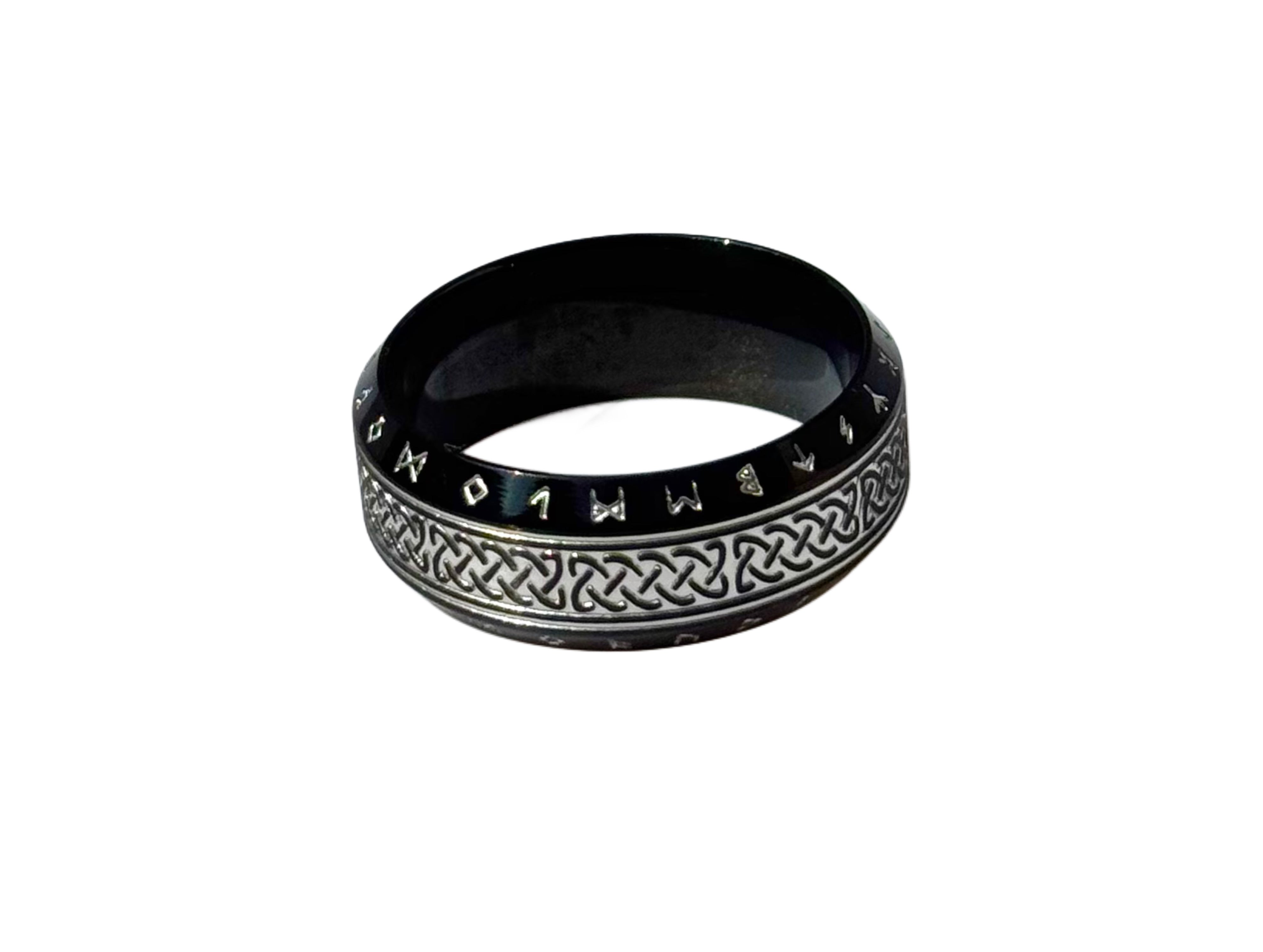 Blk & White Viking Rune Celtic Knot Ring image 0