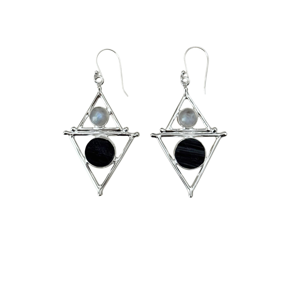 Mystic Element Earrings – Black Tourmaline & Moonstone