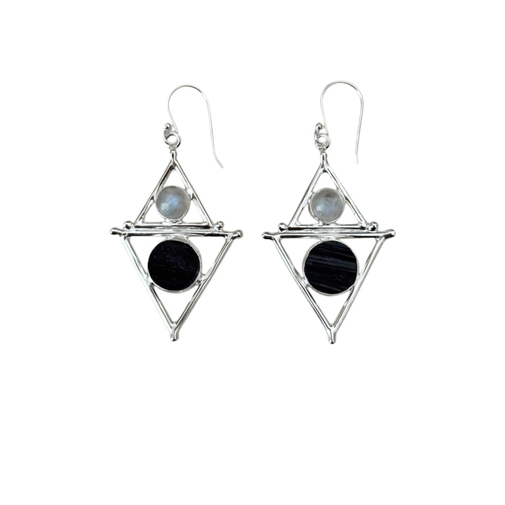 Mystic Element Earrings – Black Tourmaline & Moonstone