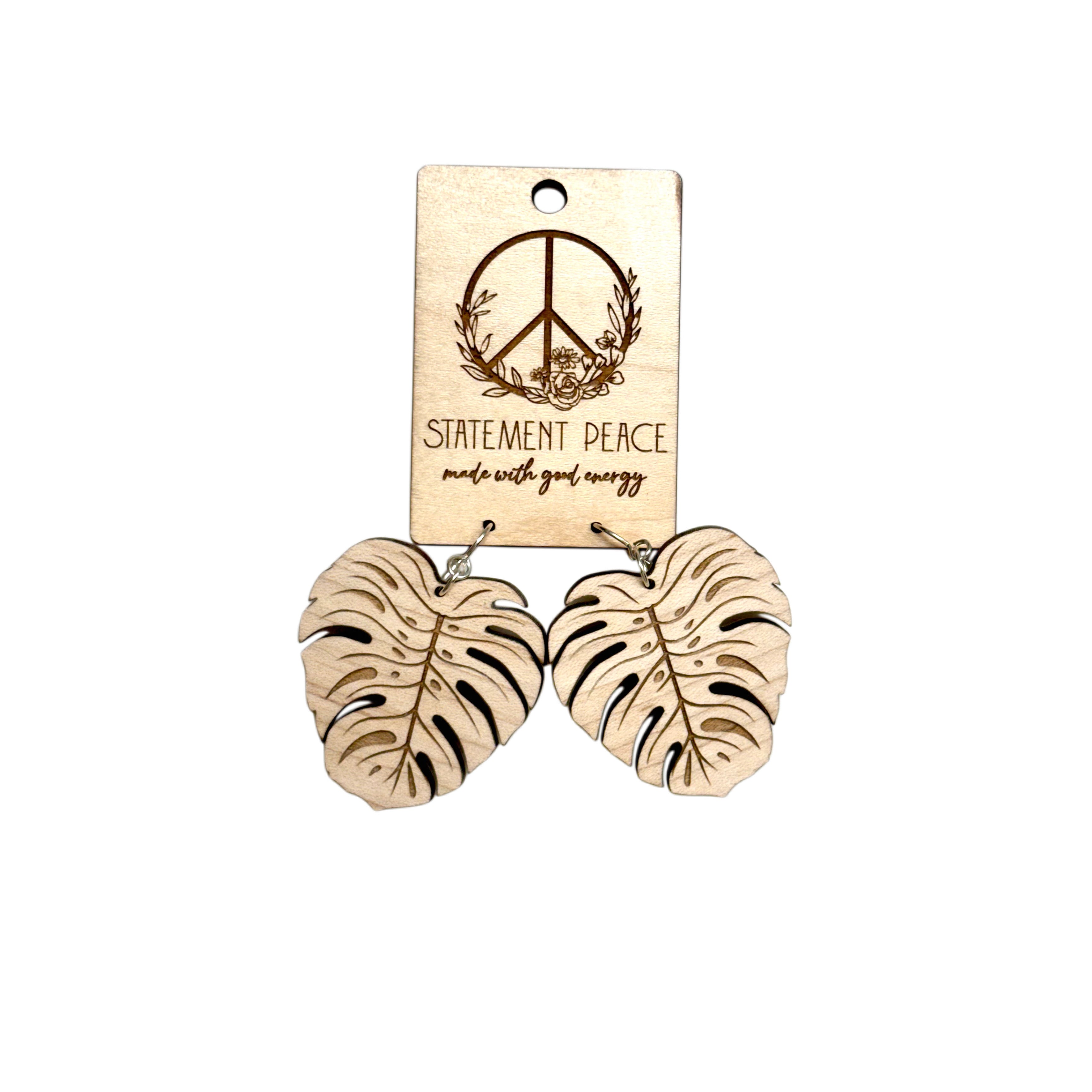Boho Monstera Leaf Earrings