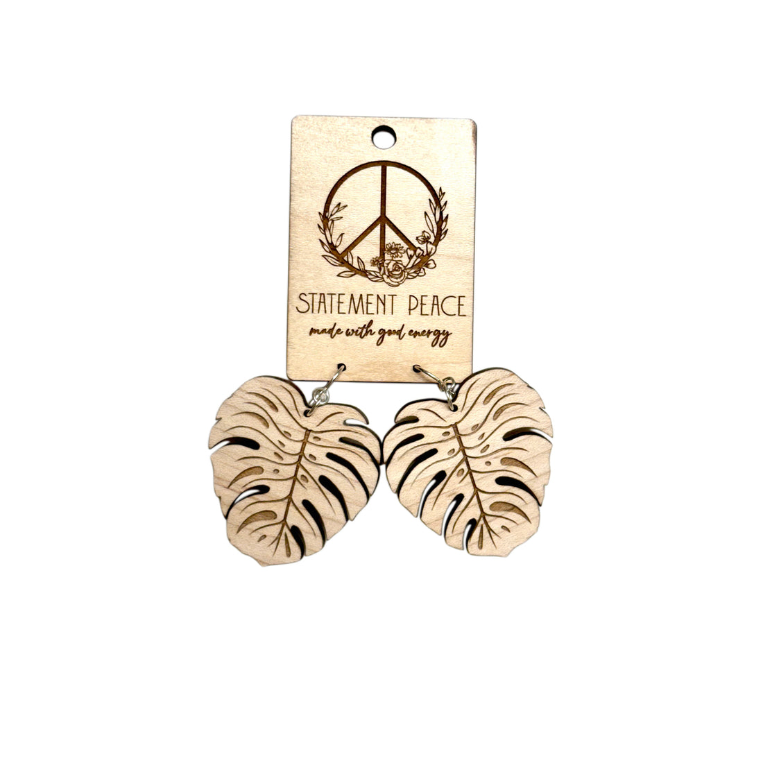 Boho Monstera Leaf Earrings